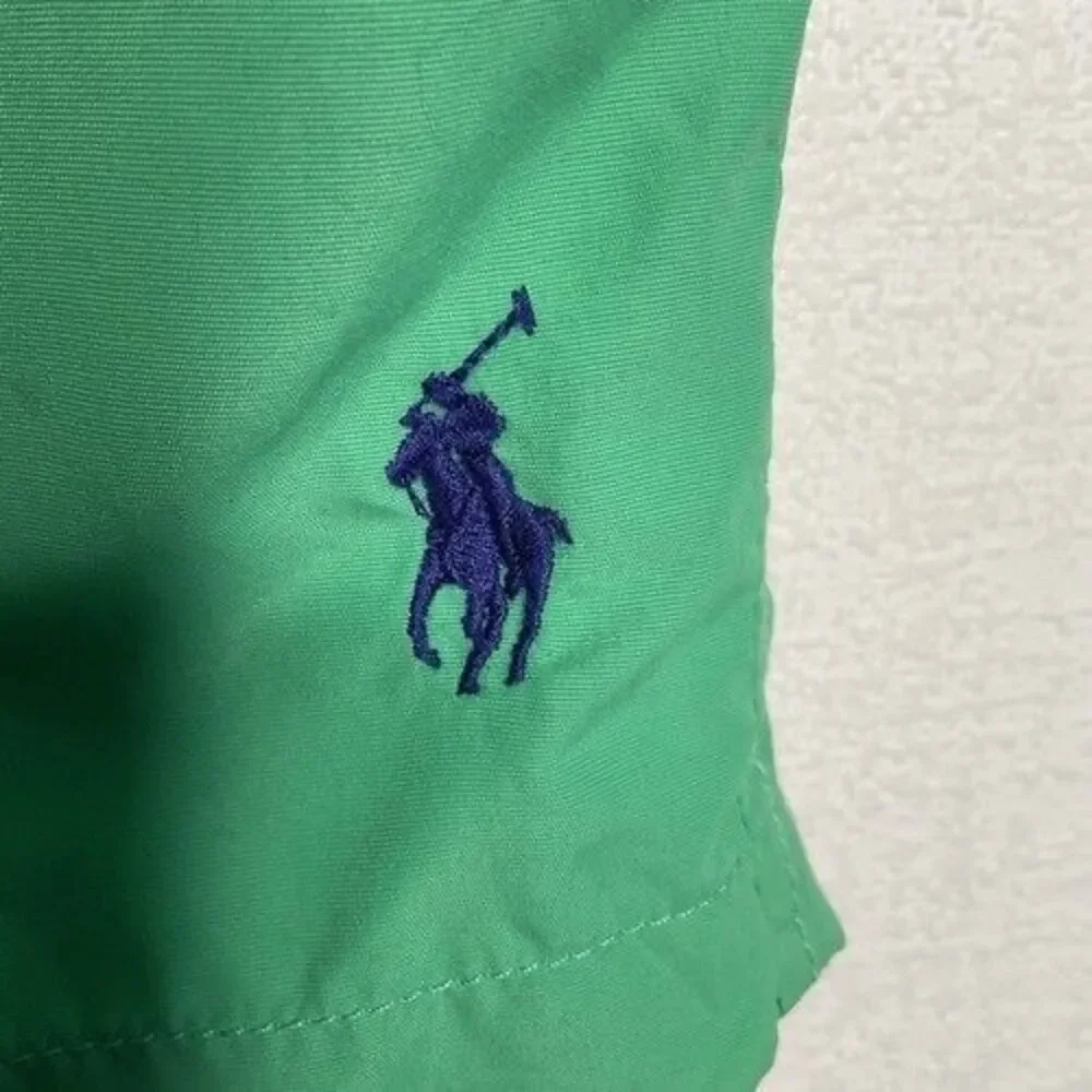 VTG Polo Ralph Lauren Mesh Lined Summer Beach Swim Trunk Shorts Men Size L Green